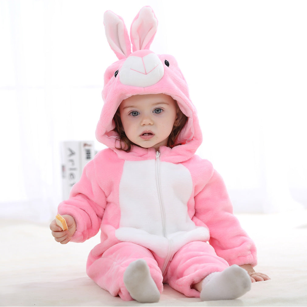 Infant Flannel Animal Performance Wear Cartoon Jumpsuit, Climbing Suit