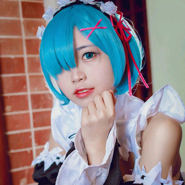 Blue Pink Hair Short Double Ponytail Cos Wig