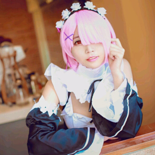 Blue Pink Hair Short Double Ponytail Cos Wig