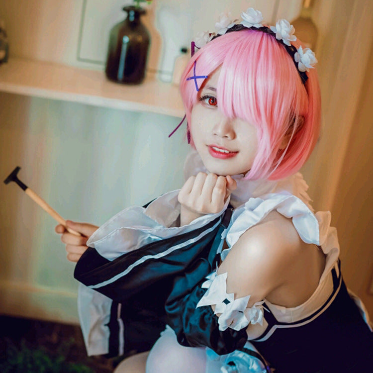 Blue Pink Hair Short Double Ponytail Cos Wig