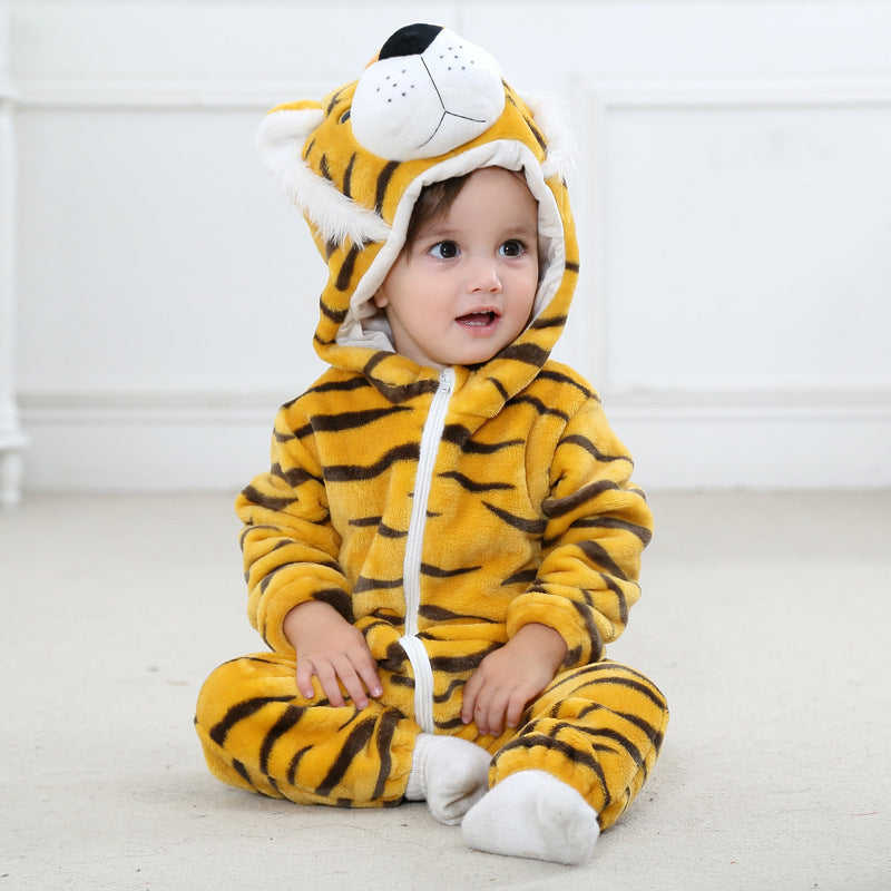 Infant Flannel Animal Performance Wear Cartoon Jumpsuit, Climbing Suit
