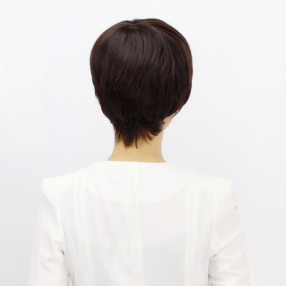Simulation Cover Fluffy Face Shaving Side Bangs Type Full Wig Short Straight Hair