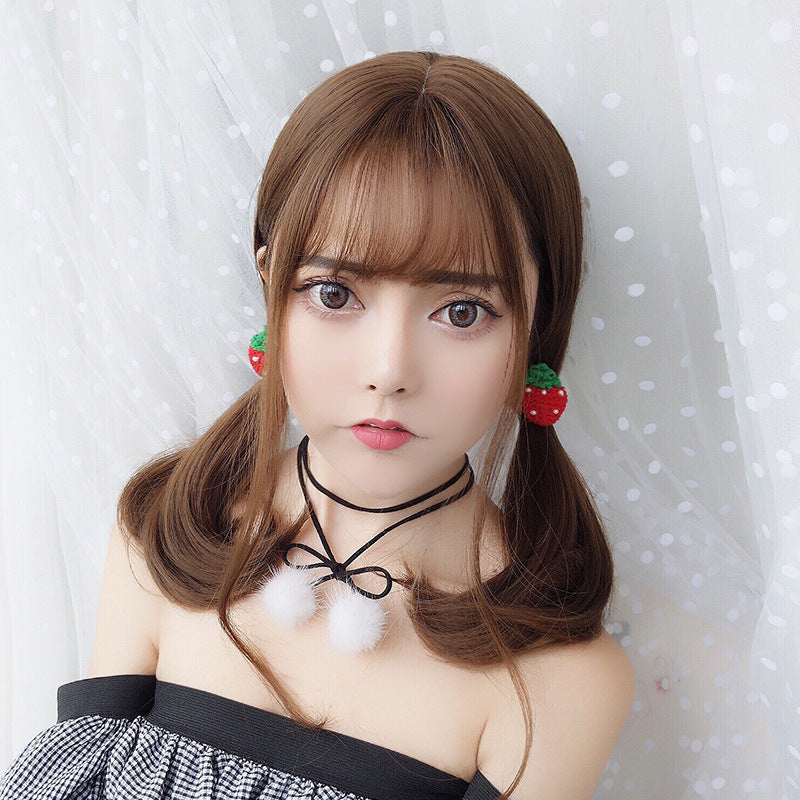 Women's Mid-length Tail Inner Buckle Rinka Haircut Air Bangs Fluffy Face Wig Short Straight Hair