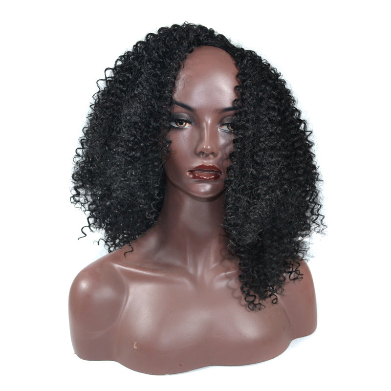 Women's Head Cover Small Roll African Fluffy Wig Short Curly Hair