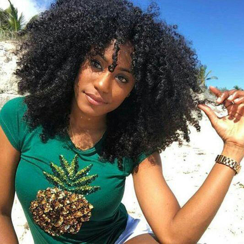 Women's Head Cover Small Roll African Fluffy Wig Short Curly Hair