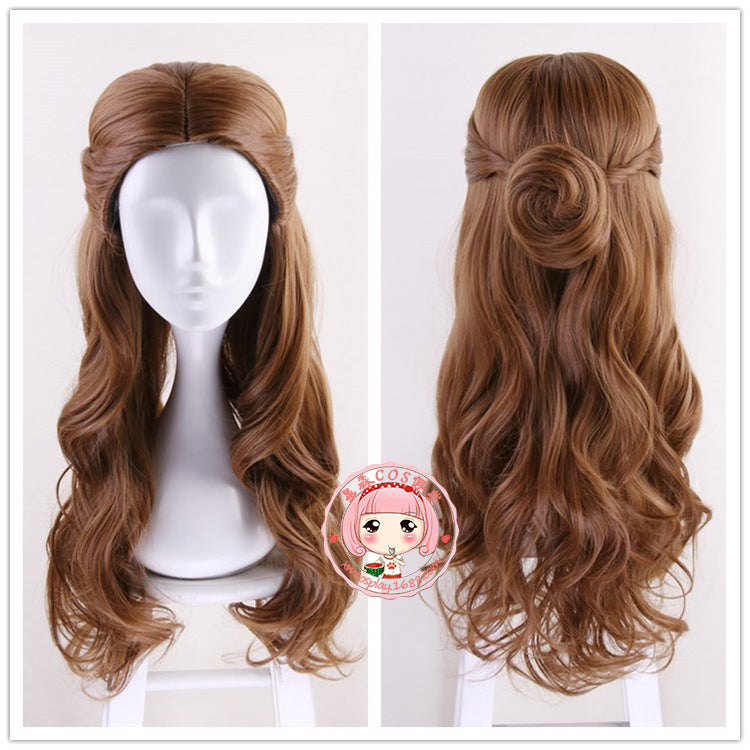 Beauty Beast Princess Live Film Mixed Brown Long Cos Wig