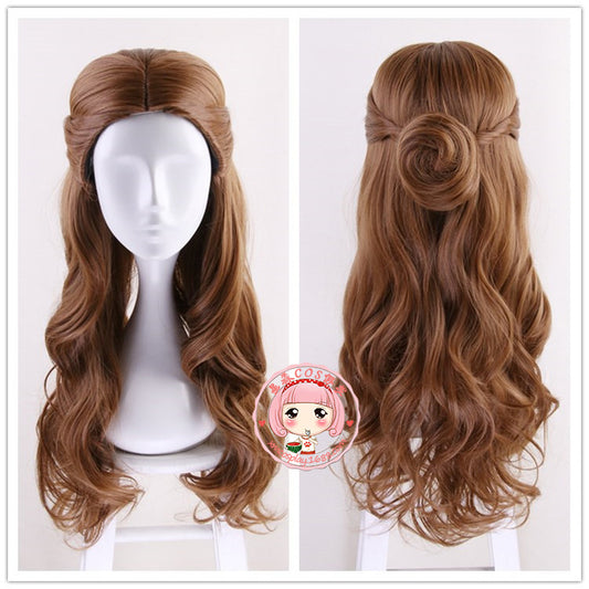 Beauty Beast Princess Live Film Mixed Brown Long Cos Wig