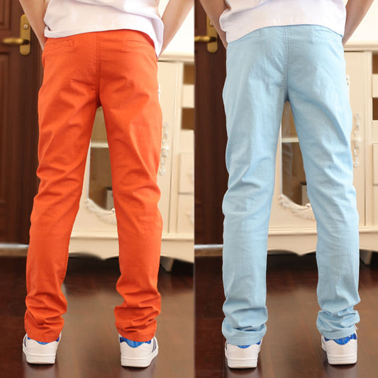 Thin White Black Casual Trousers Solid Children's Pants