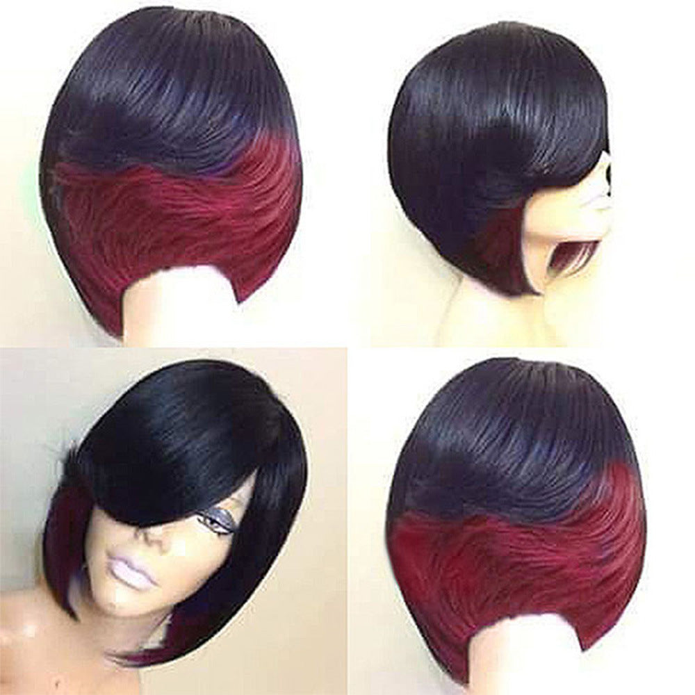 Women's Fashion Realistic Fiber Straight Head Cover Wig Short Curly Hair