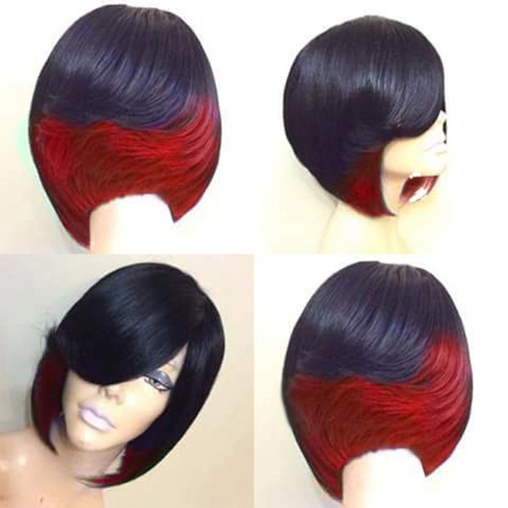 Women's Fashion Realistic Fiber Straight Head Cover Wig Short Curly Hair