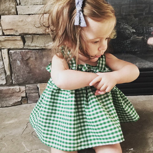 Summer Plaid Suspenders Butt Clothes Trendy Children's Suit