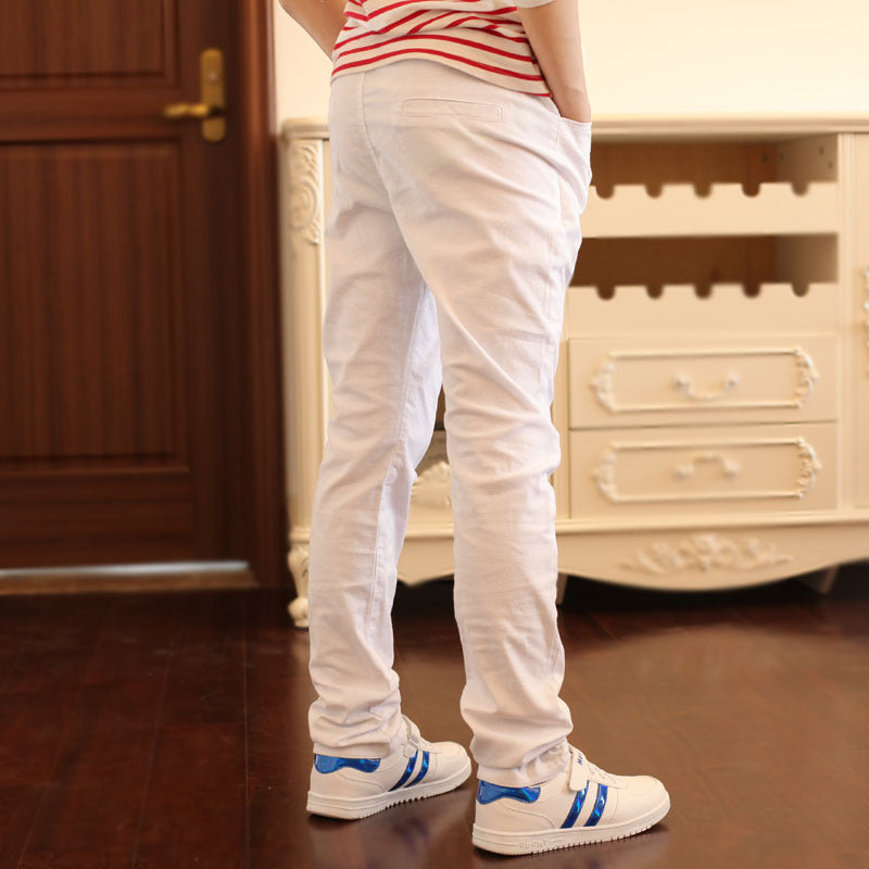 Thin White Black Casual Trousers Solid Children's Pants