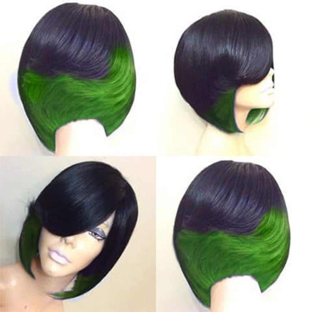 Women's Fashion Realistic Fiber Straight Head Cover Wig Short Curly Hair