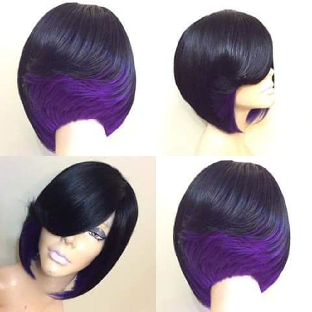 Women's Fashion Realistic Fiber Straight Head Cover Wig Short Curly Hair