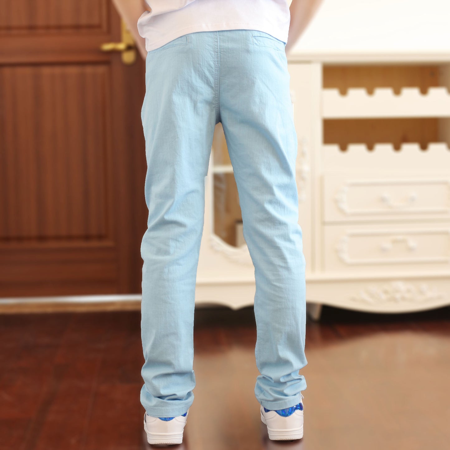 Thin White Black Casual Trousers Solid Children's Pants