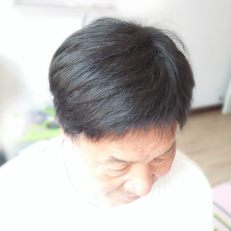 Men's Short Hair Headgear Human Real Head Cover Boys Men's Wig