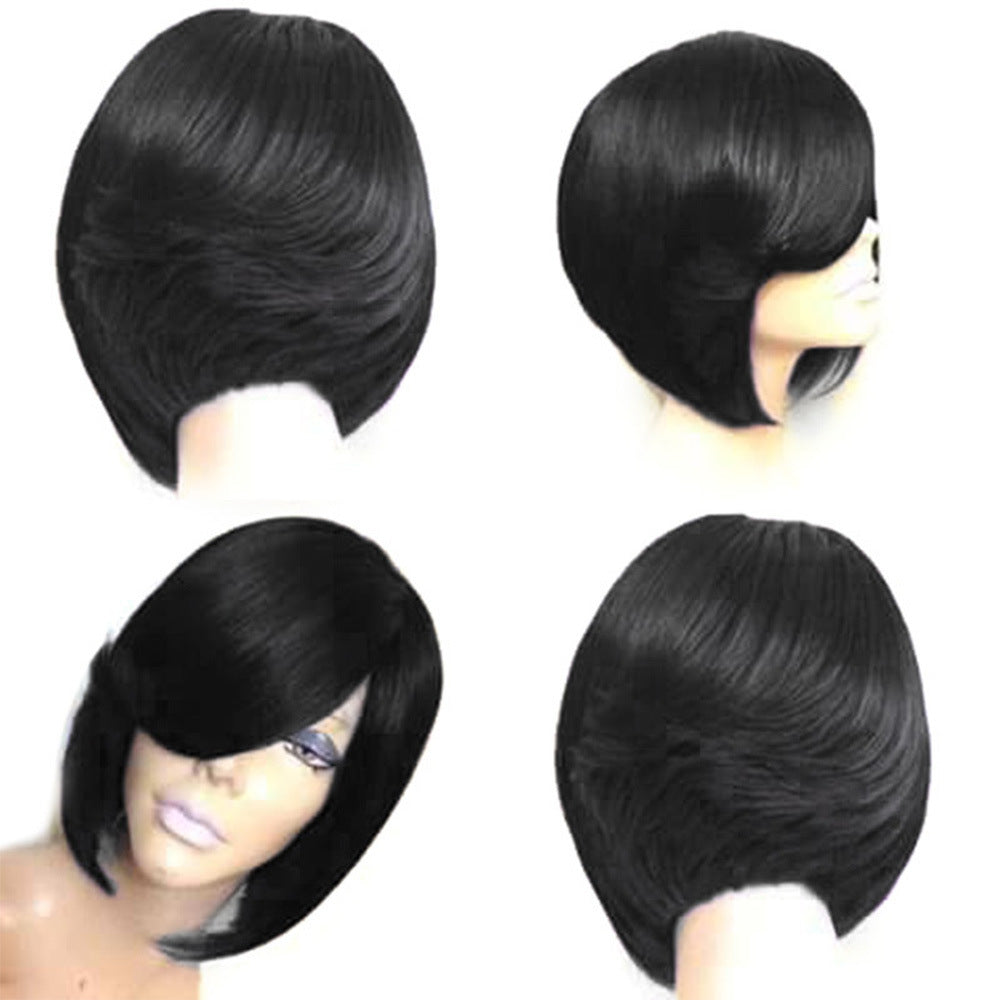 Women's Fashion Realistic Fiber Straight Head Cover Wig Short Curly Hair