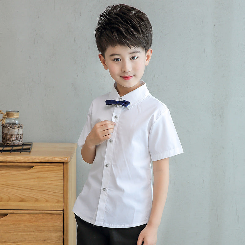 Children's Clothing Summer Short-sleeved Korean Cotton Middle Big Children's Shirt