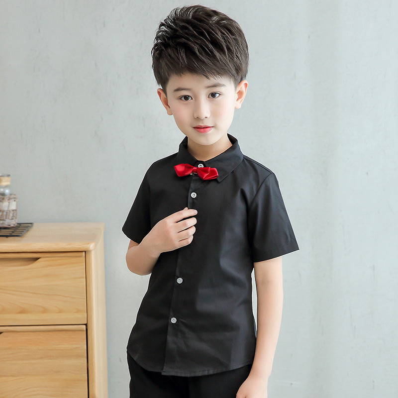 Children's Clothing Summer Short-sleeved Korean Cotton Middle Big Children's Shirt