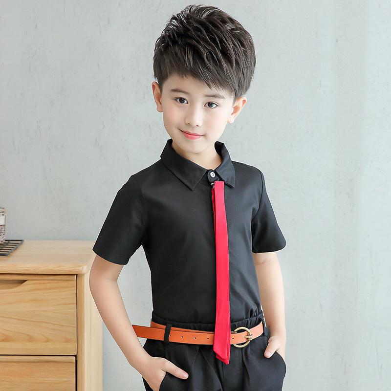 Children's Clothing Summer Short-sleeved Korean Cotton Middle Big Children's Shirt