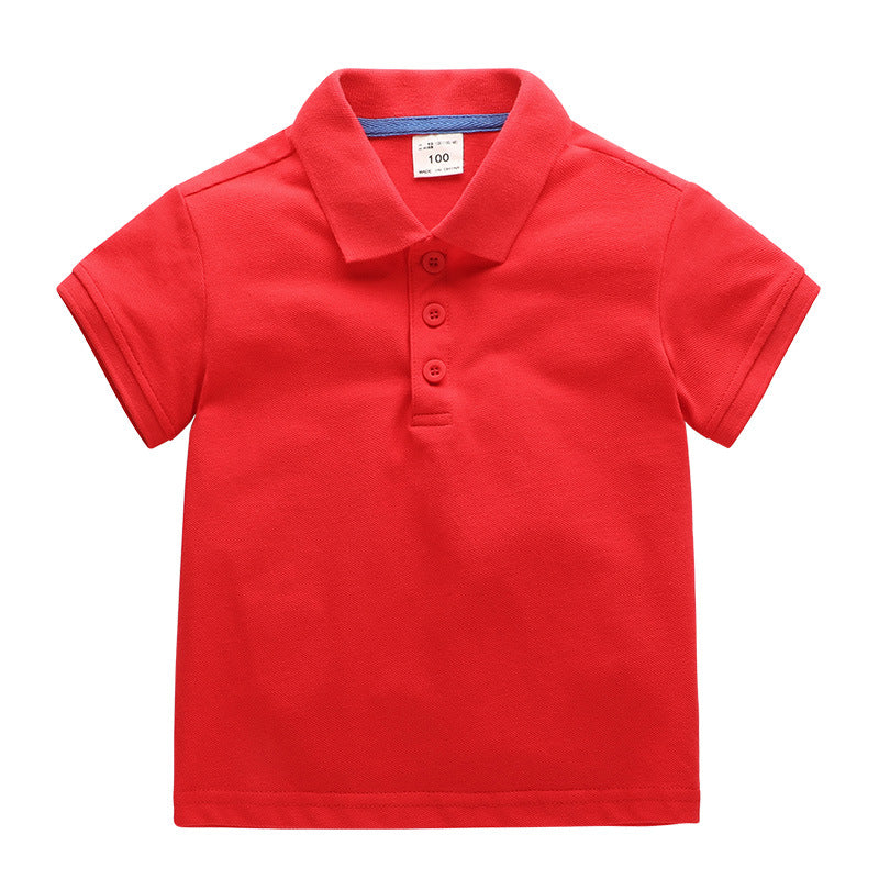 Children's Lapel Short Sleeve Summer Boys Small Older Solid Children's T-shirt