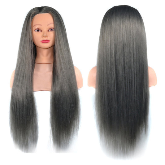 Grey Corn Stigma Mannequin Head Mock Practice Updo Makeup Braided Other Wig