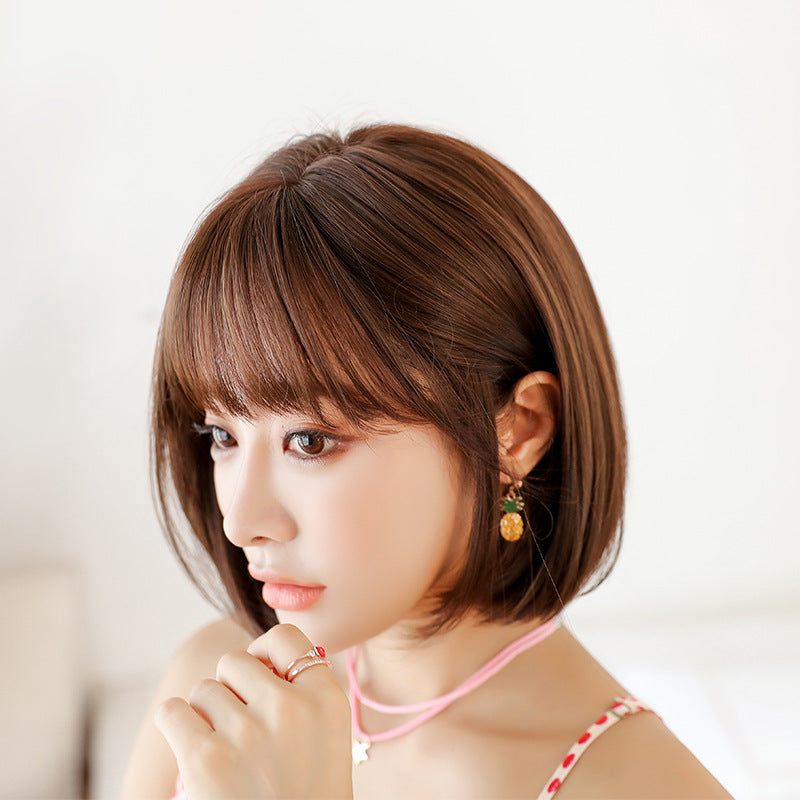 Slouchy Women's Realistic Chemical Fiber Sheath Wig Short Straight Hair