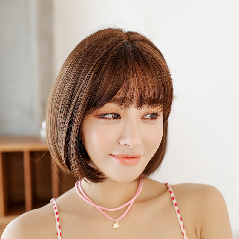 Slouchy Women's Realistic Chemical Fiber Sheath Wig Short Straight Hair