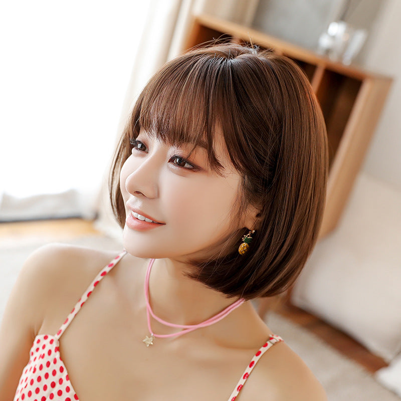 Slouchy Women's Realistic Chemical Fiber Sheath Wig Short Straight Hair