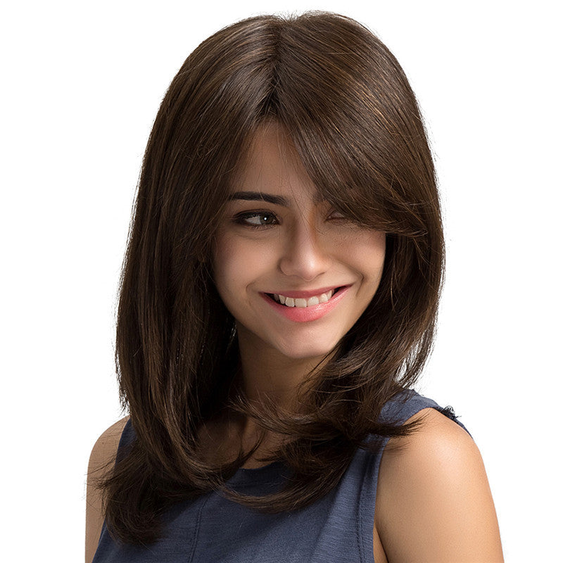 Women's Split Black Brown Fiber Everyday Fashion Long Straight Wig
