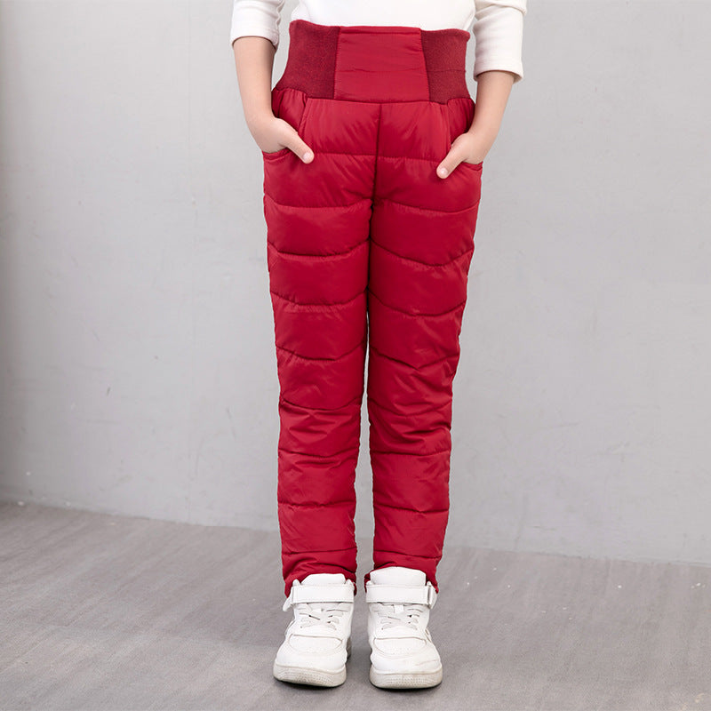 Cotton Boys Outer Wear High Waist Warmth Retention Material Children's Pants