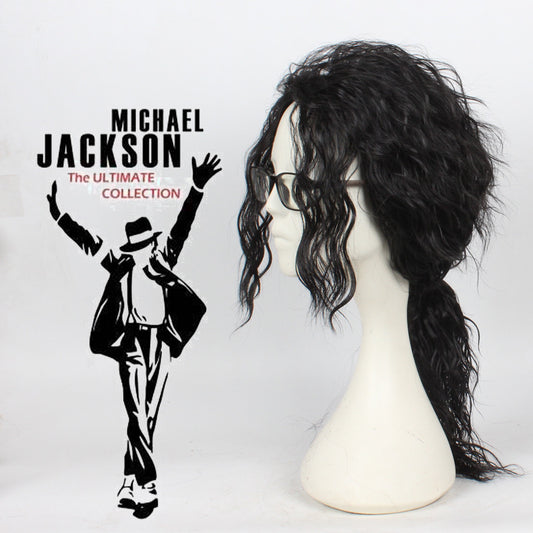 Black Fashion Handsome African Medium Long Curly Hair Cos Wig