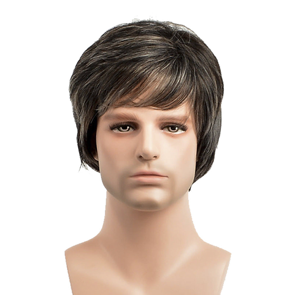 Men's Side Bangs Short Hair Synthetic Wigs Men's Wig