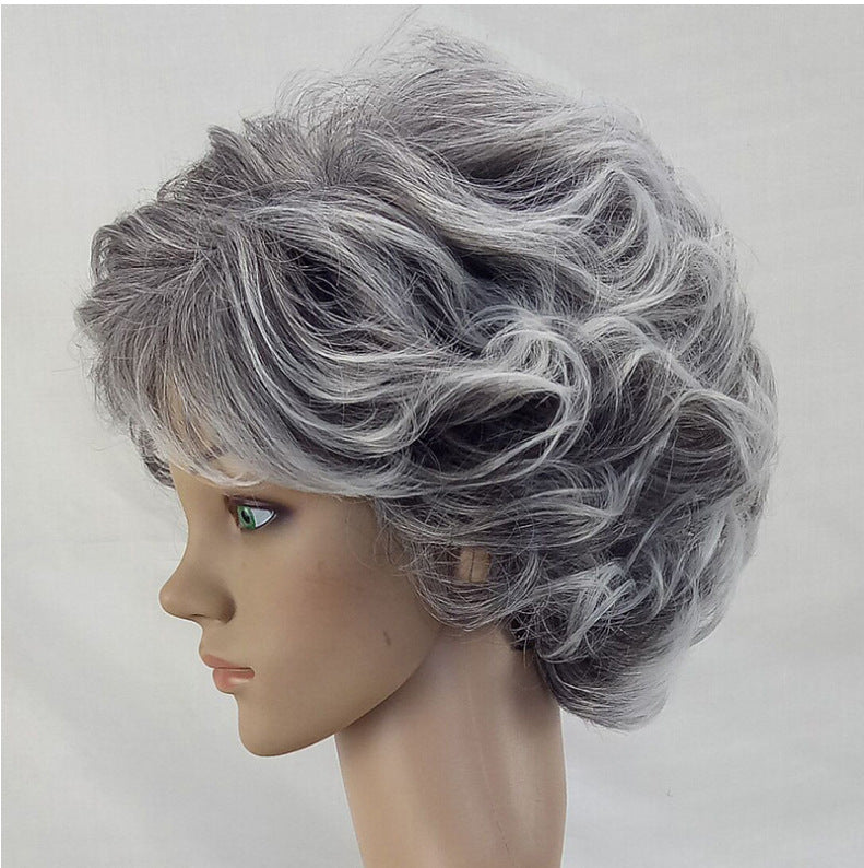 Fashion Curly Head Cover Fluffy Lifelike Wig Short Straight Hair