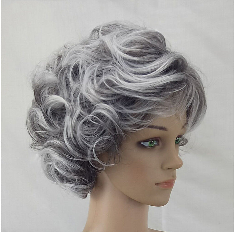 Fashion Curly Head Cover Fluffy Lifelike Wig Short Straight Hair