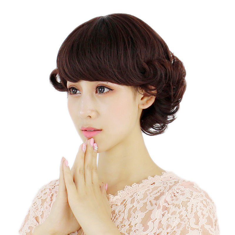 Female Headgear Collarbone Cover Face Trimming Fluffy Inner Buckle Popular Wig Short Curly Hair