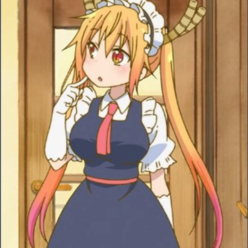 Maid Thor Cartoon Double Horse Tail Long Straight Hair Cos Wig