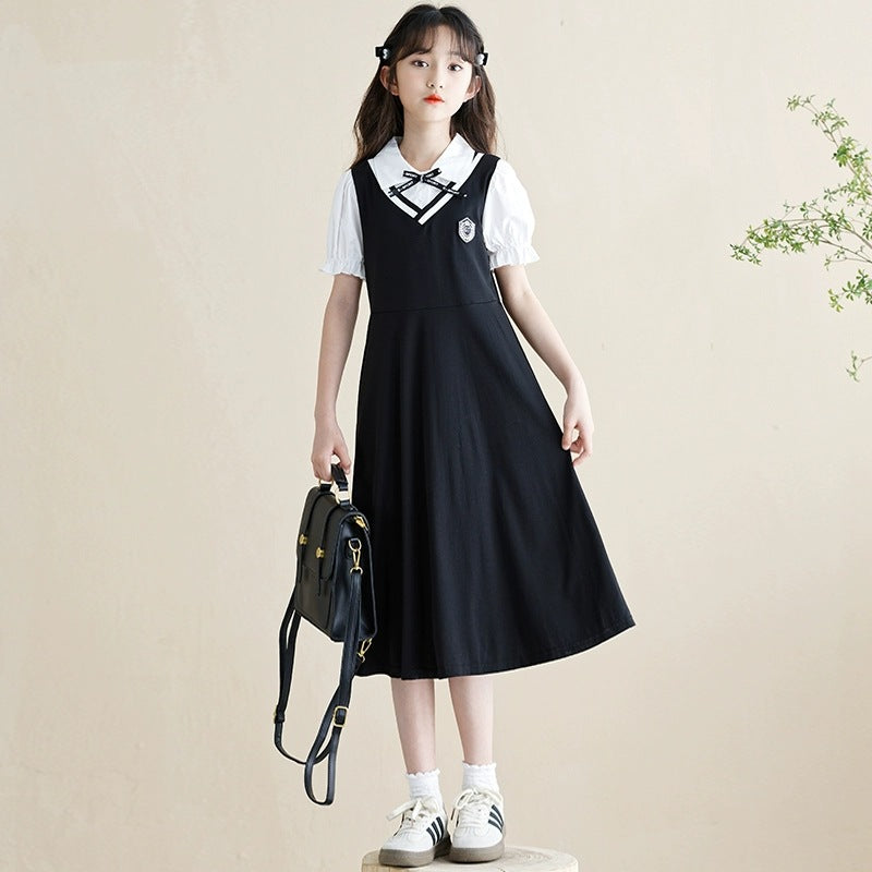 Fake Two-piece Summer For Fashionable Princess Middle Big Children's Dress