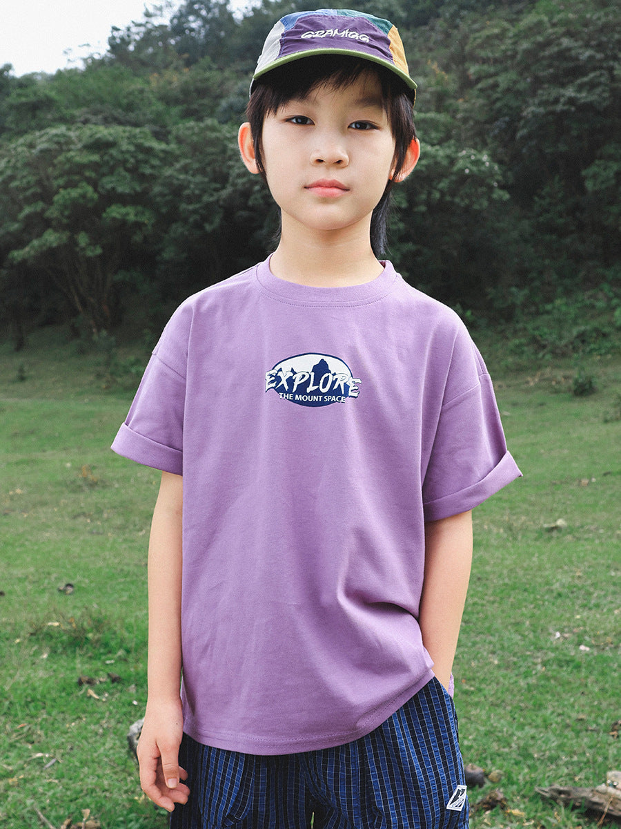 Children's Short-sleeved Summer Mountain Clothing Combed Cotton Round Neck Half Sleeve Children's T-shirt