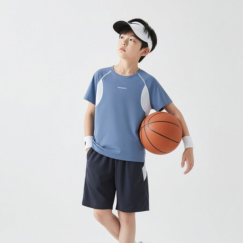 Summer Thin Breathable Class Sports Top Stitching Cool Sense Moisture Children's T-shirt