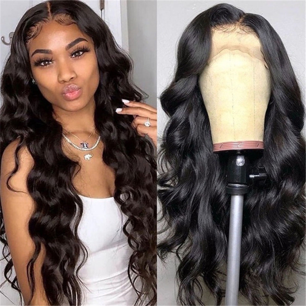 Fashion Hot Curly Hair Bangs Female Red Brown Micro Volume Wig Long Curls
