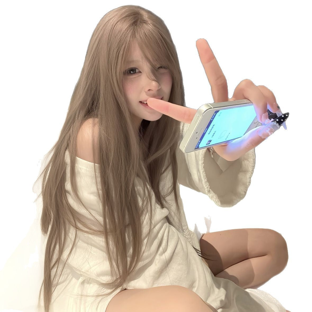 High Level Hair Daily Display White Long Straight Wig
