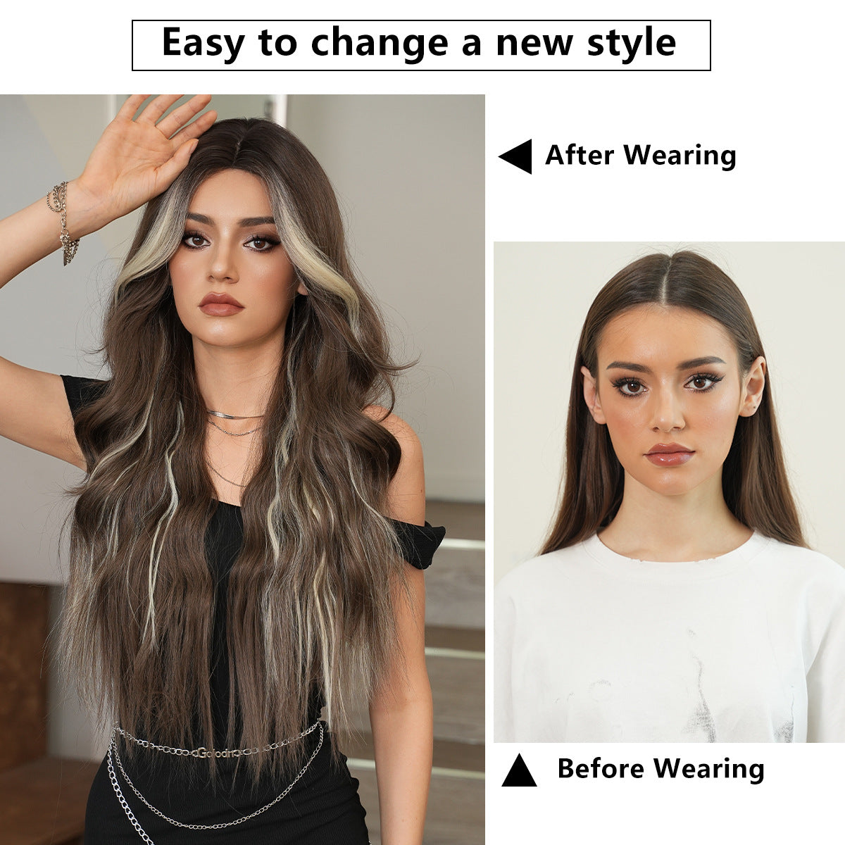 Quality Small Lace Female Full Head Forehead Hand Crocheting Natural Wig Long Curls