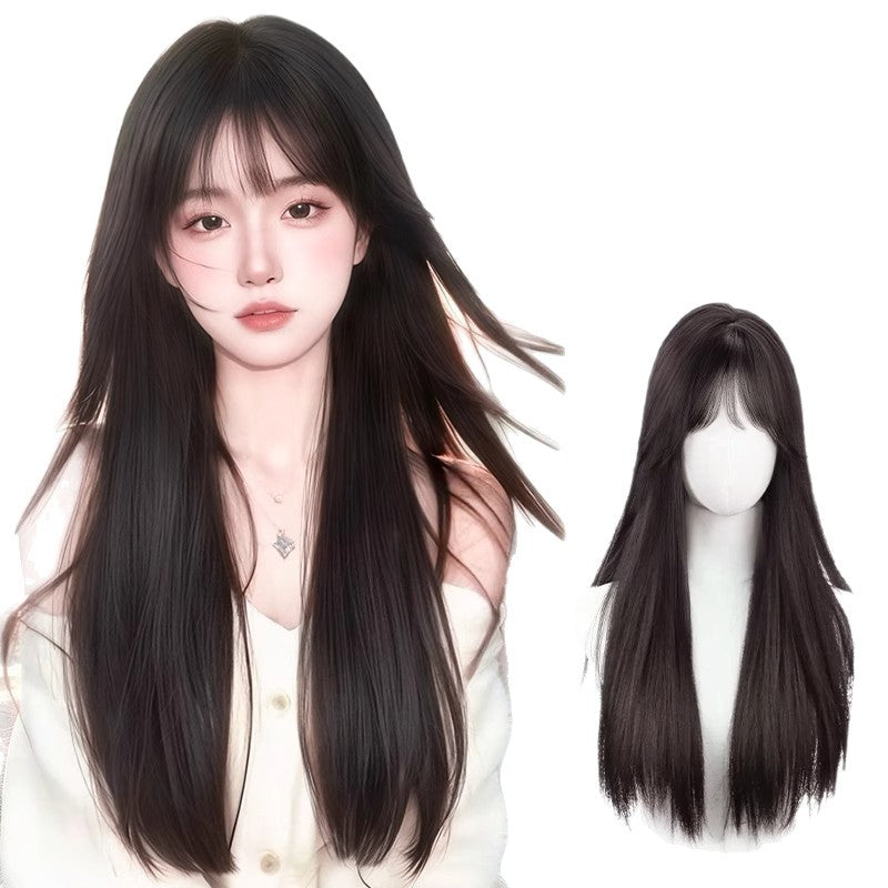 Women's Hair Natural Style All Real Summer Thin Front Top Delivery Long Straight Wig