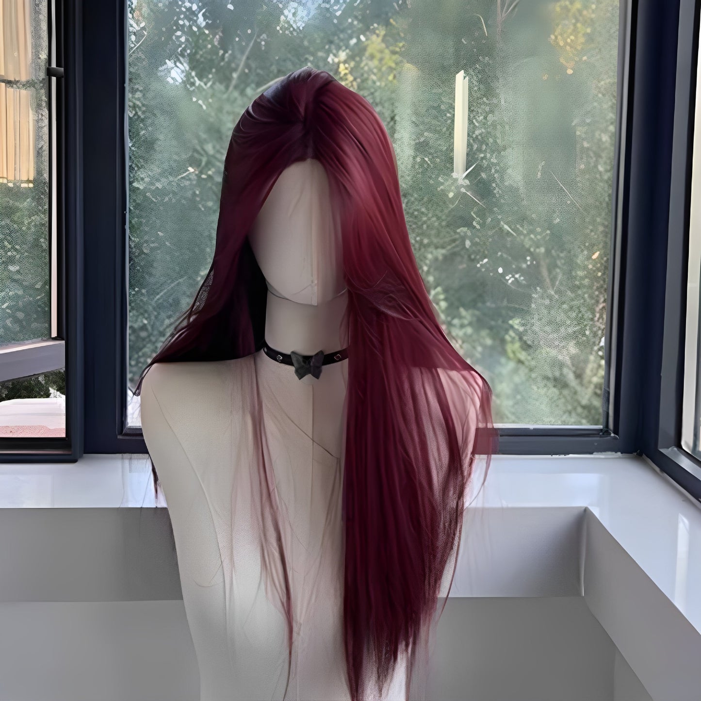 Hot Female Daily Raspberry Red Curly Hair Wig Long Curls