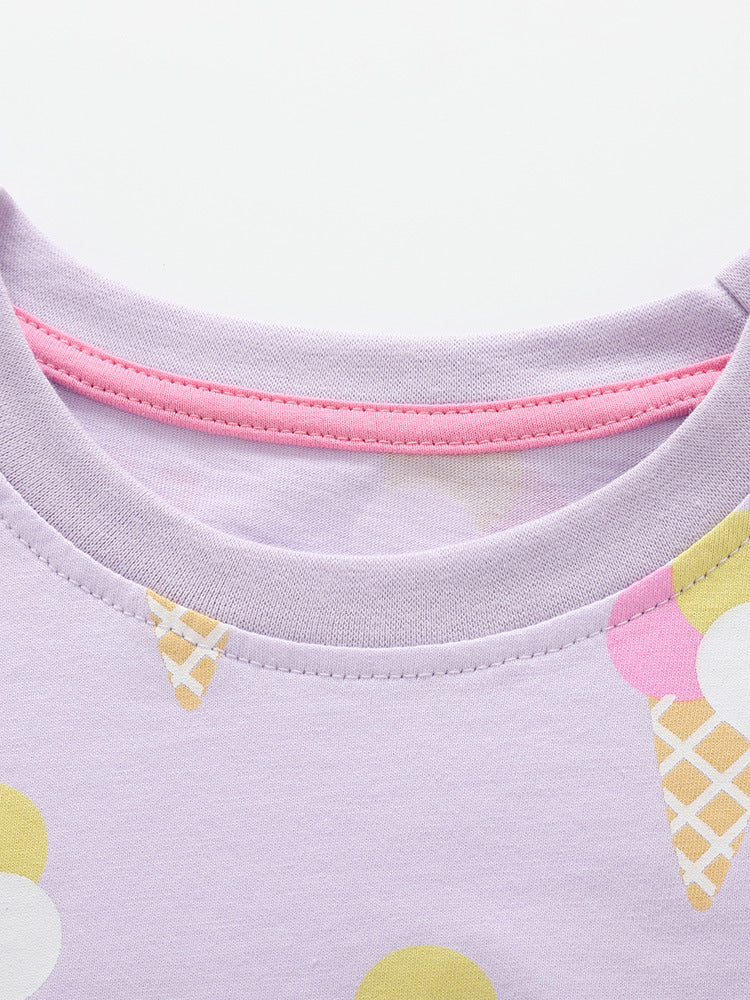 Summer Round Neck Short Sleeve Cute Children's Suit