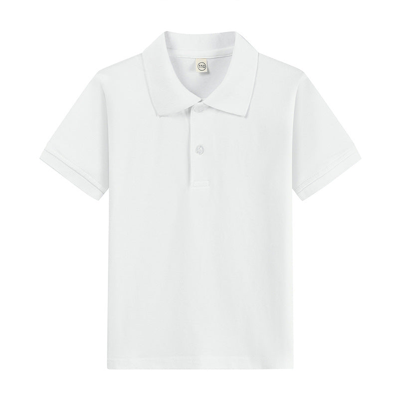 Children's White Boy Business Attire Half-sleeve Cotton School Children's T-shirt