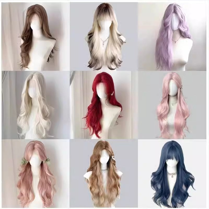Women's Hand-woven Mid-length Curly Hair Dyed Collection Wig Long Curls