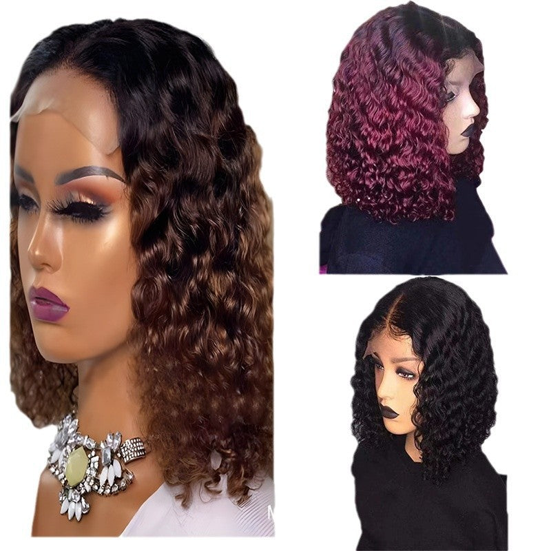 Cap Dyed Gradient African Small Volume Long Wig Short Curly Hair