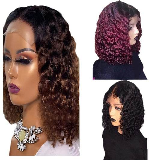 Cap Dyed Gradient African Small Volume Long Wig Short Curly Hair